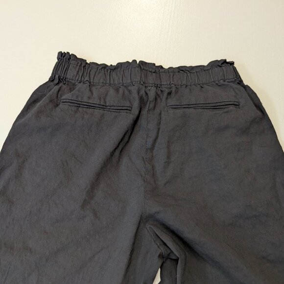 Theory Size 2 Linen Blend Black Drawstring Pants - Picture 3 of 14